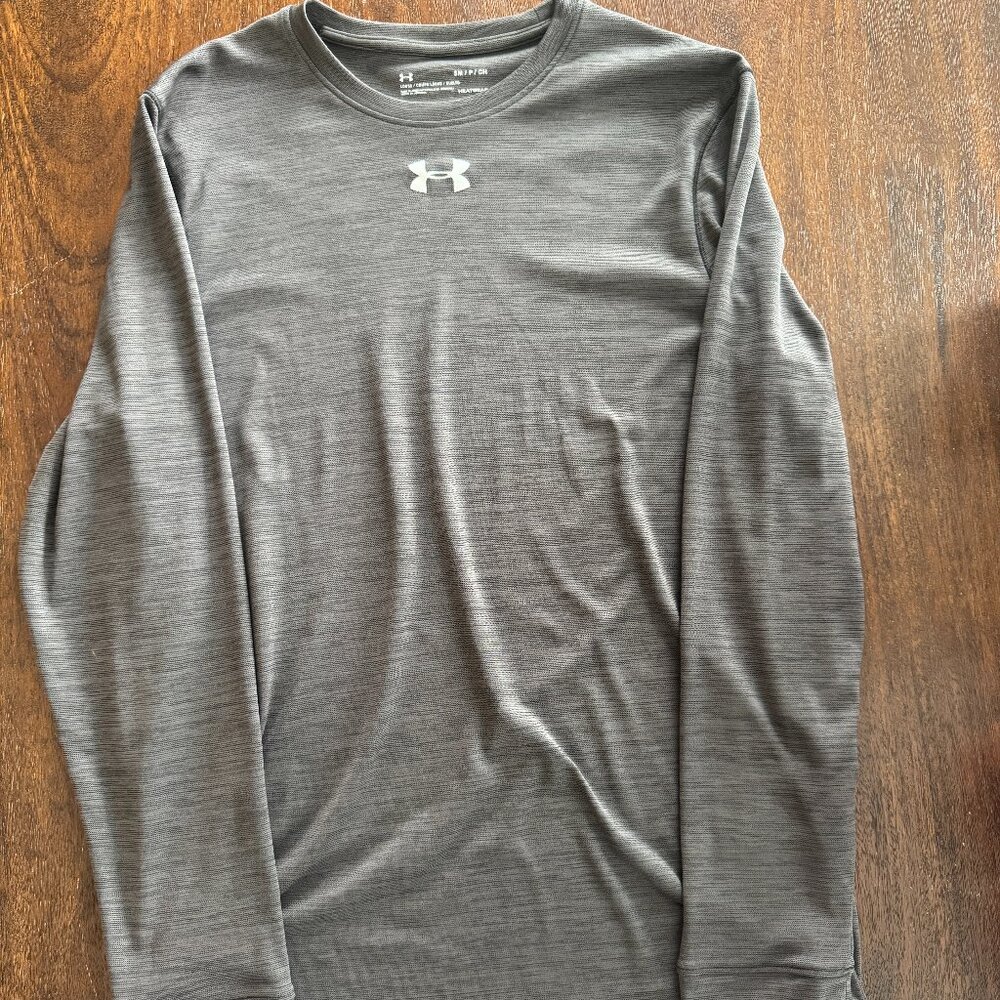 UA Tech Tee Long Sleeve Heat Gear - Under Armour Grey Size Small